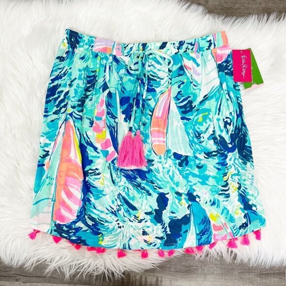 Lilly Pulitzer Palma Tube Top Hay Bay Bay Sailboat Tassel Strapless Womens Small - Picture 2 of 10
